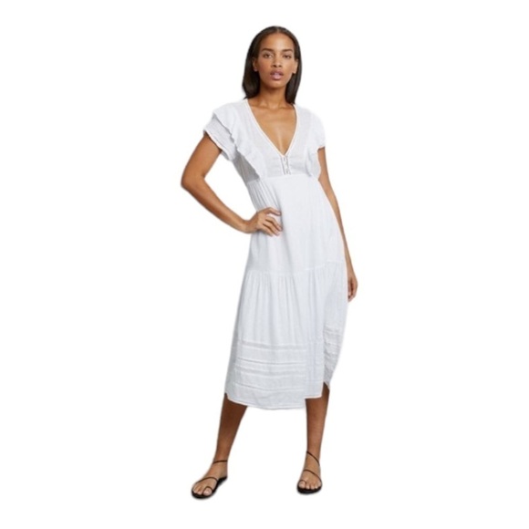 Rails - Eden White Lace Detail Midi Dress Sz S - Picture 1 of 13